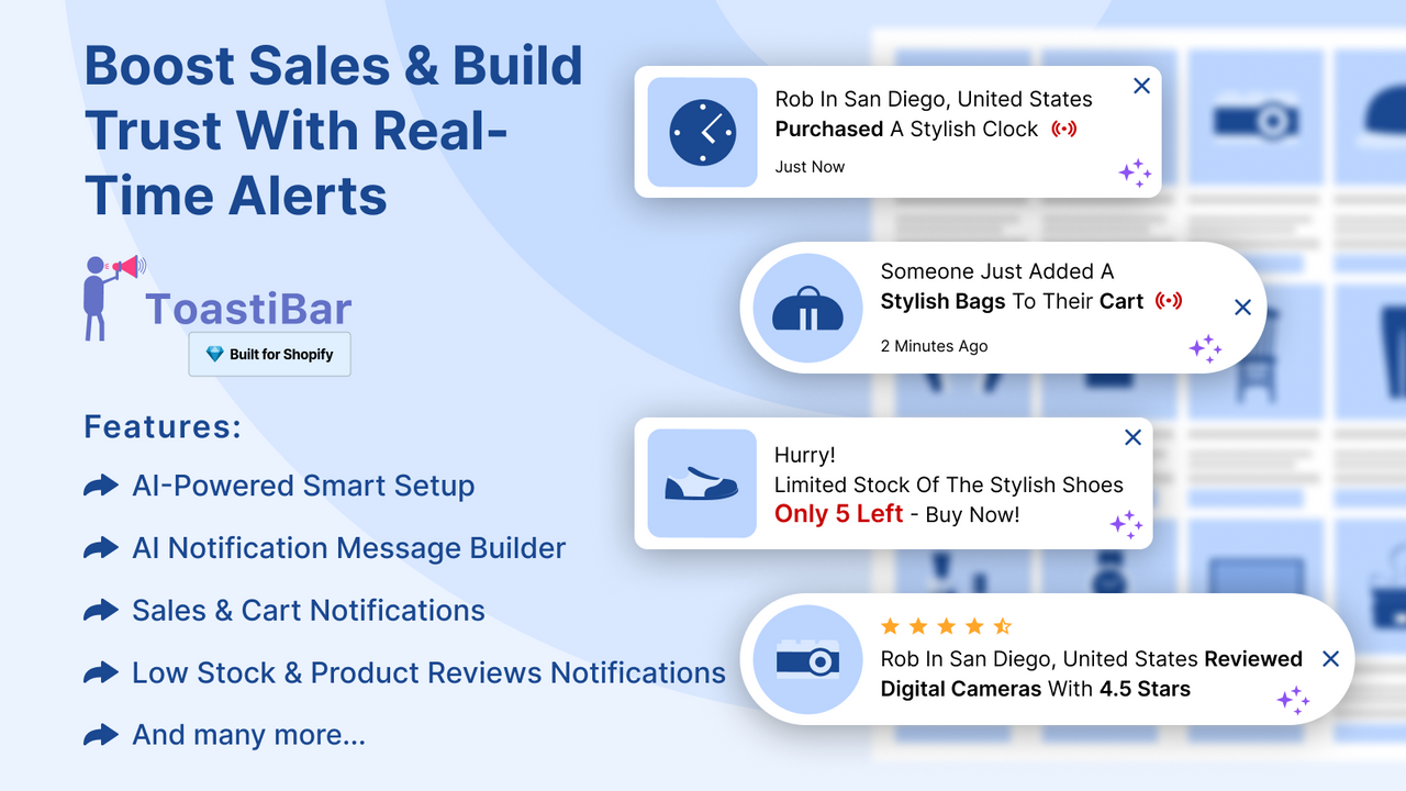 Desktop sales popup preview with real-time order alerts
