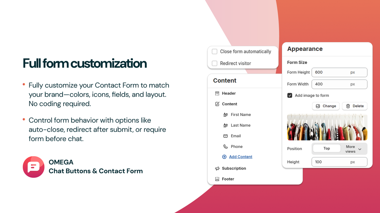 Omega Facebook Messenger live chat: Customer support 24/7