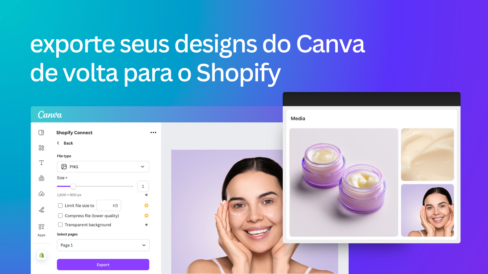 Exporte seus designs do Canva de volta para o Shopify