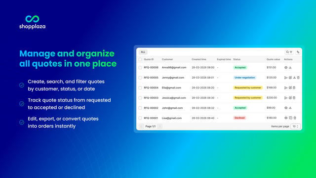 Manage and organize all quotes in one place