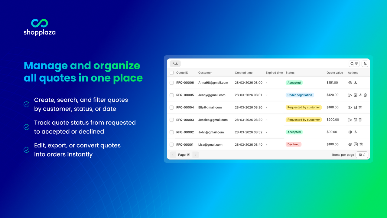 Manage and organize all quotes in one place