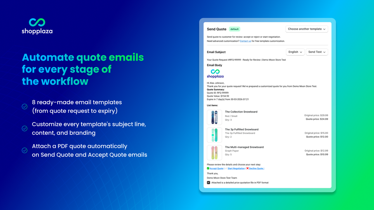 Automate quote emails for every stage of the workflow