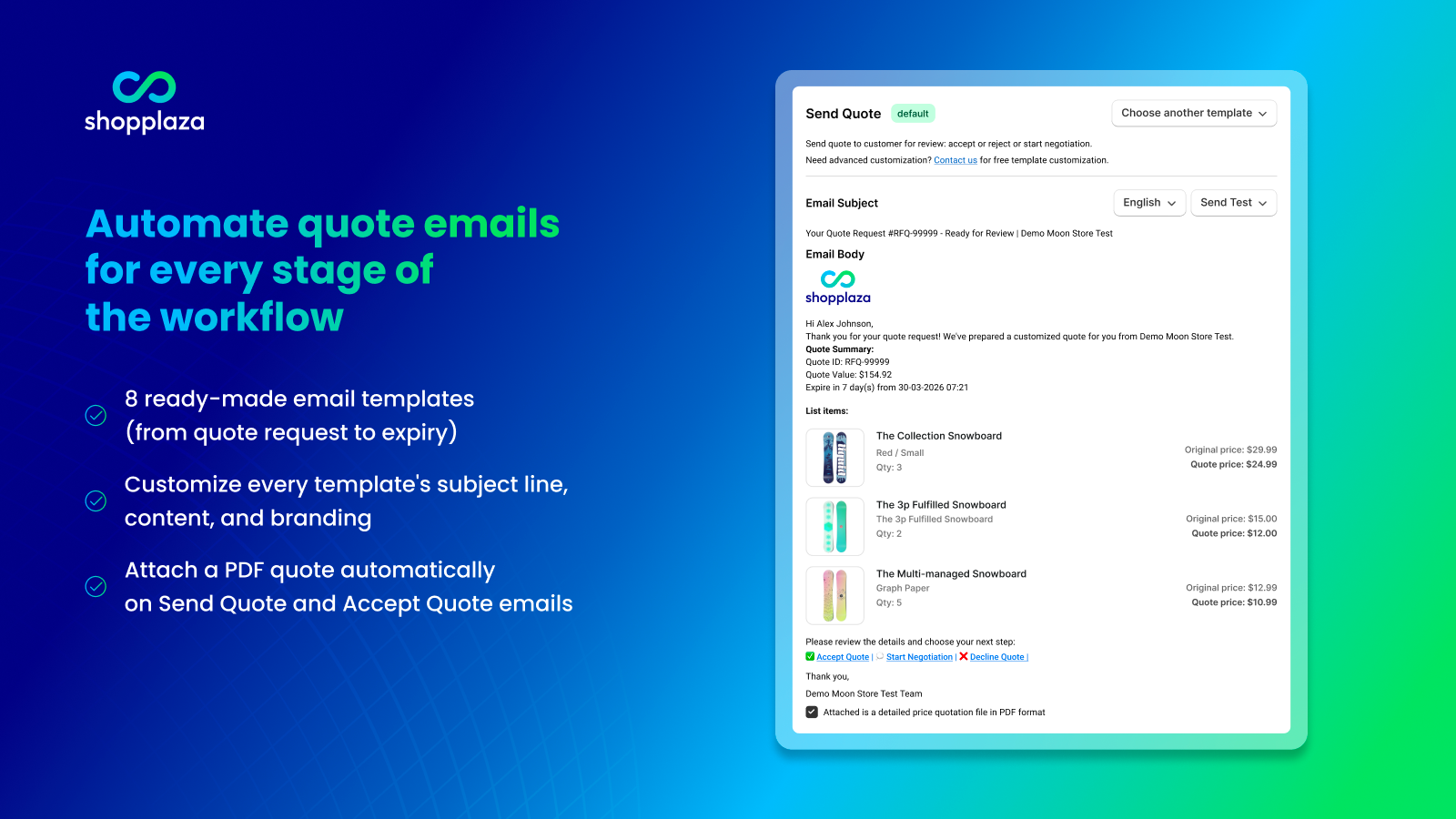 Automate quote emails for every stage of the workflow