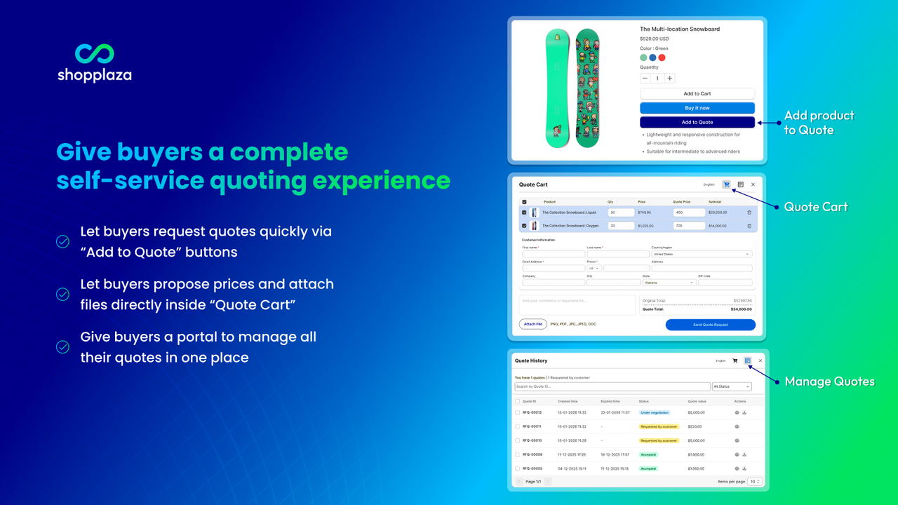 Give buyers a complete self service quoting experience