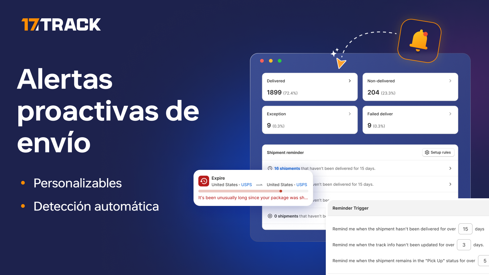 Alertas de envío proactivas