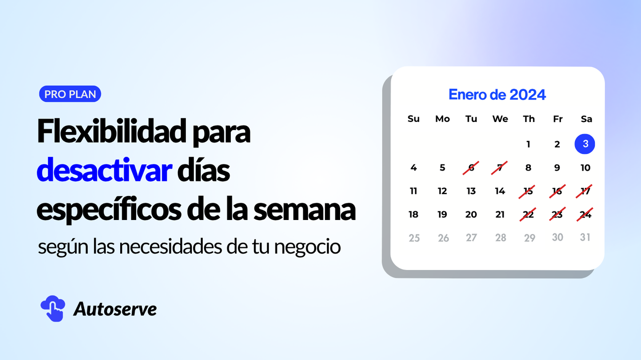 Flexibilidad para desactivar días específicos.
