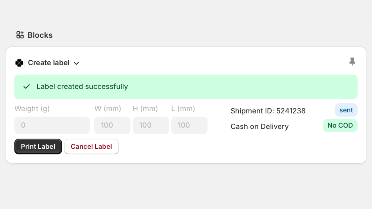 Create label from your admin panel