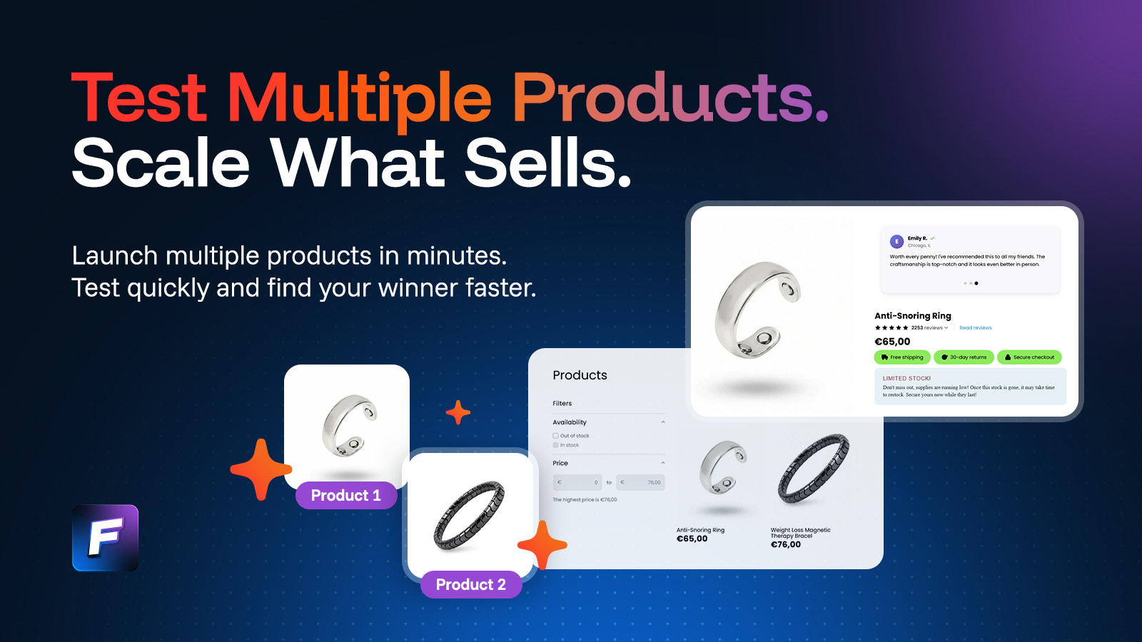 test multiple products - scale what sells