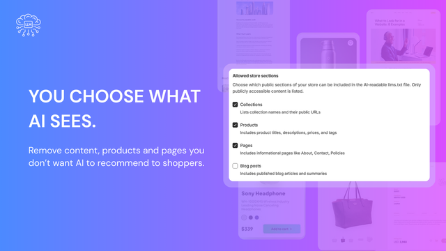 Control what product pages AI tools can access and recommend