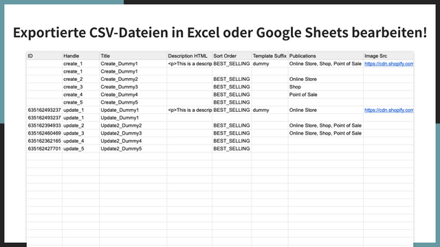 Exportierte CSV-Dateien in Excel oder Google Sheets bearbeiten!
