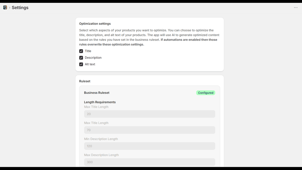 Business ruleset