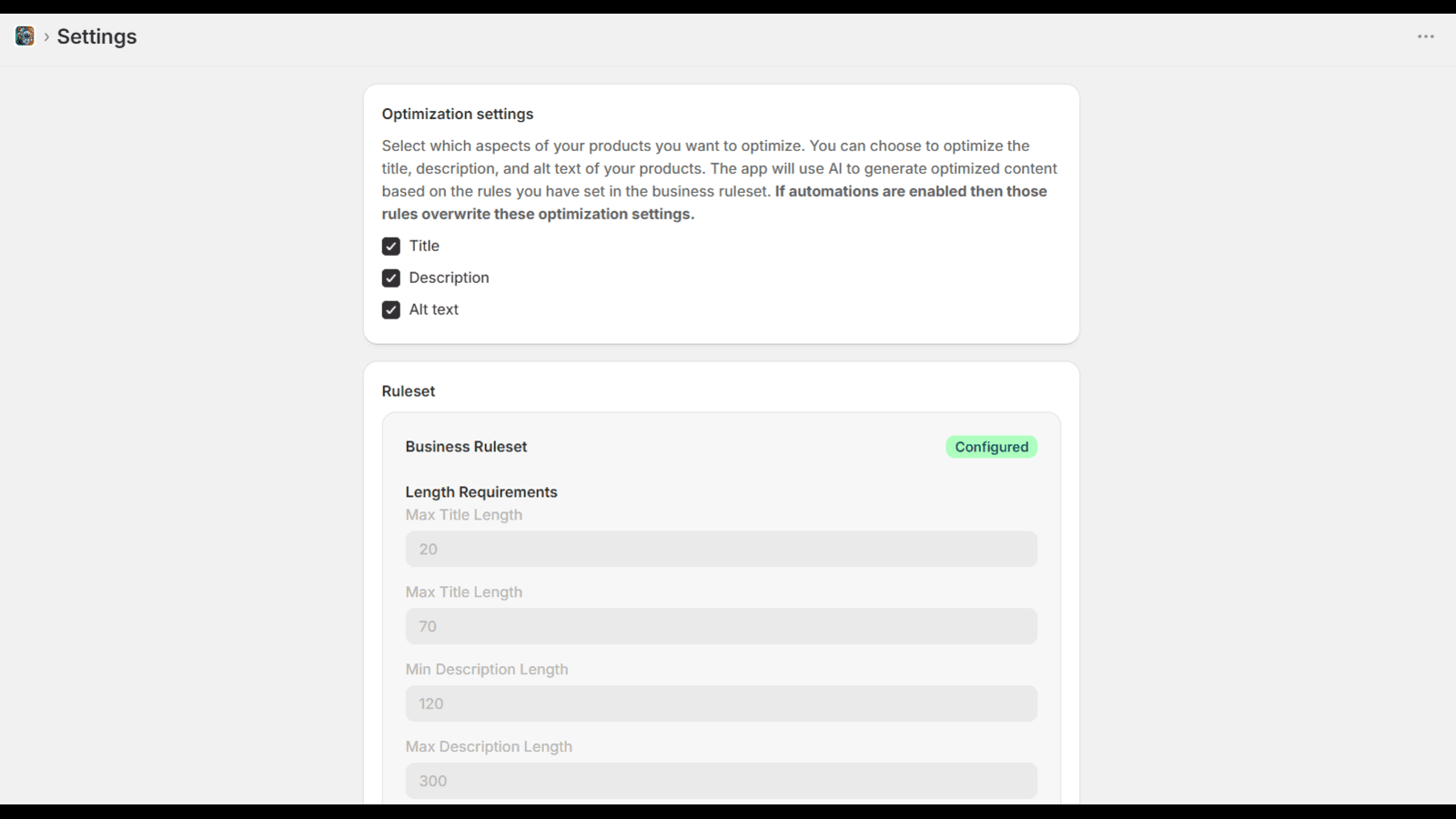 Business ruleset