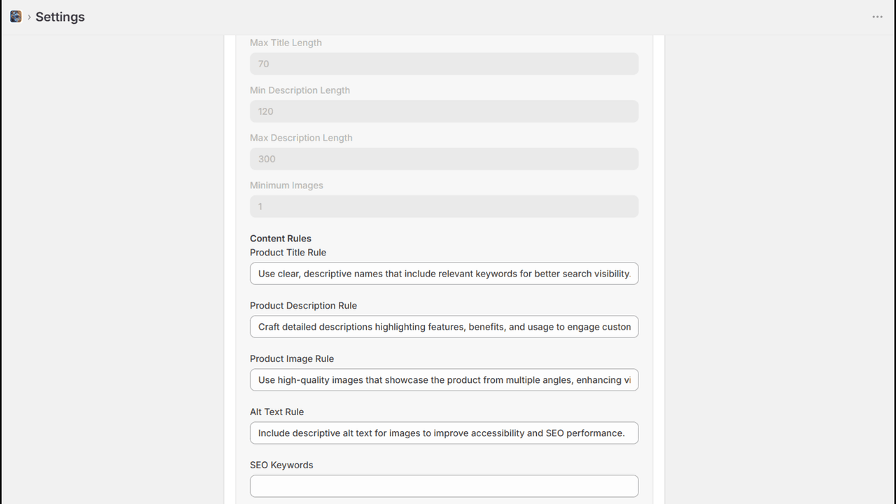 Business ruleset with other metafields