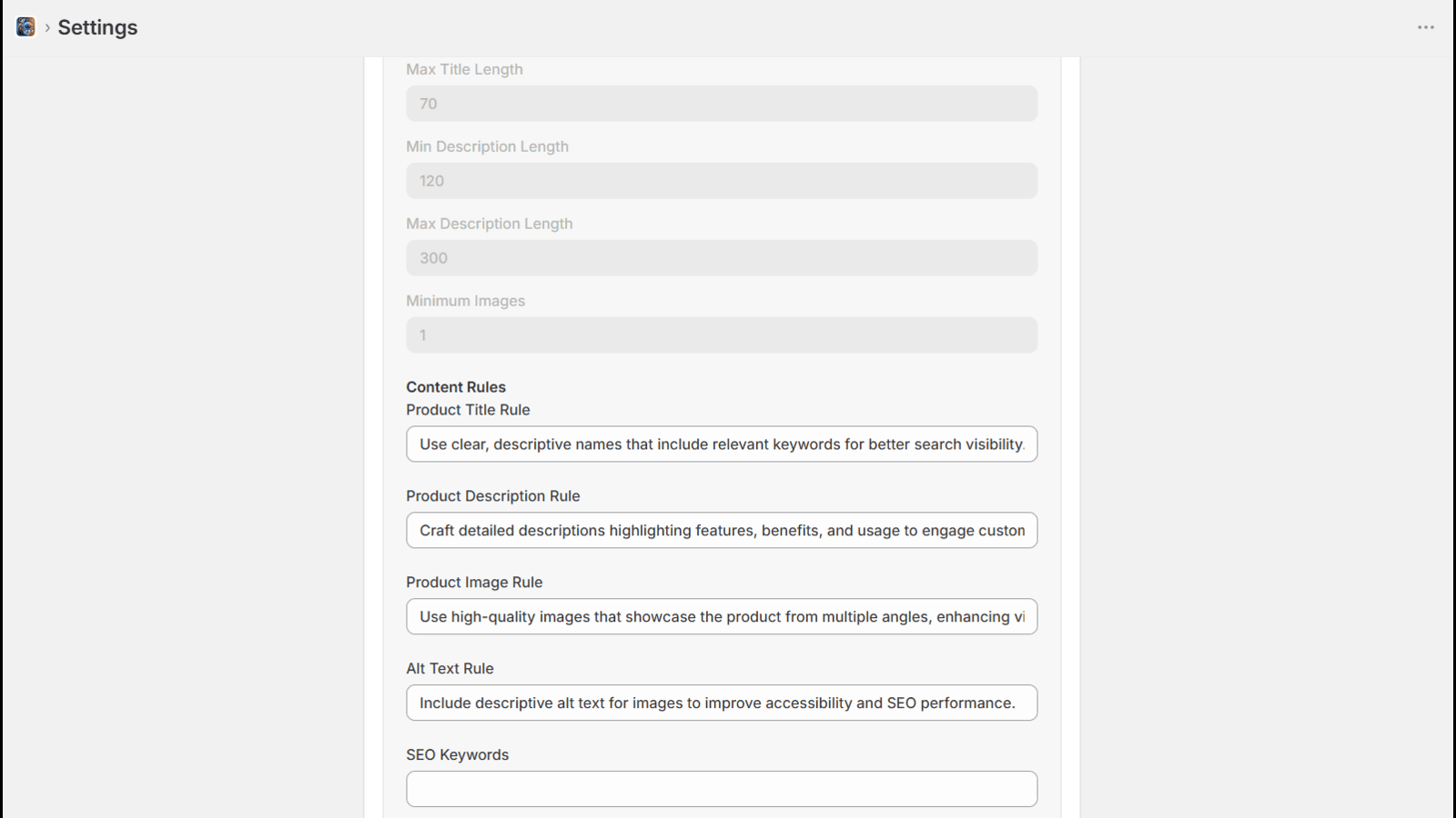 Business ruleset with other metafields