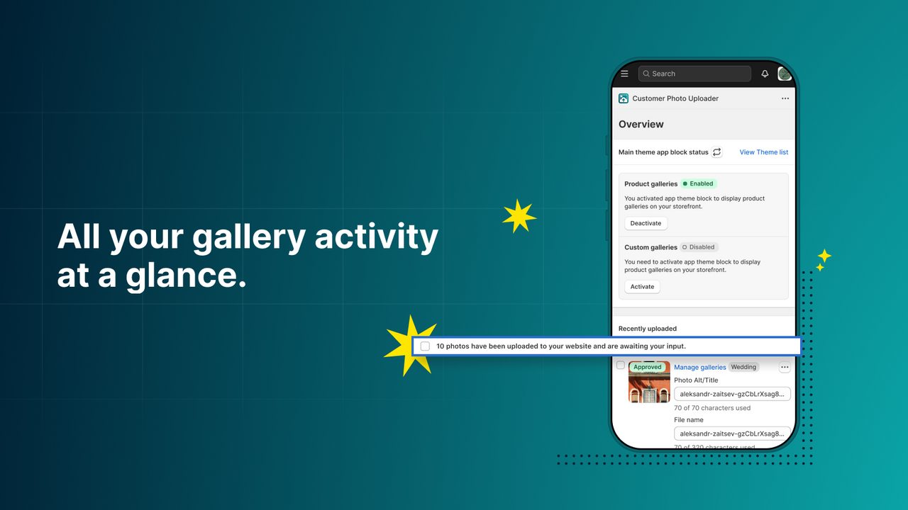 User-generated content Shopify app’s dashboard