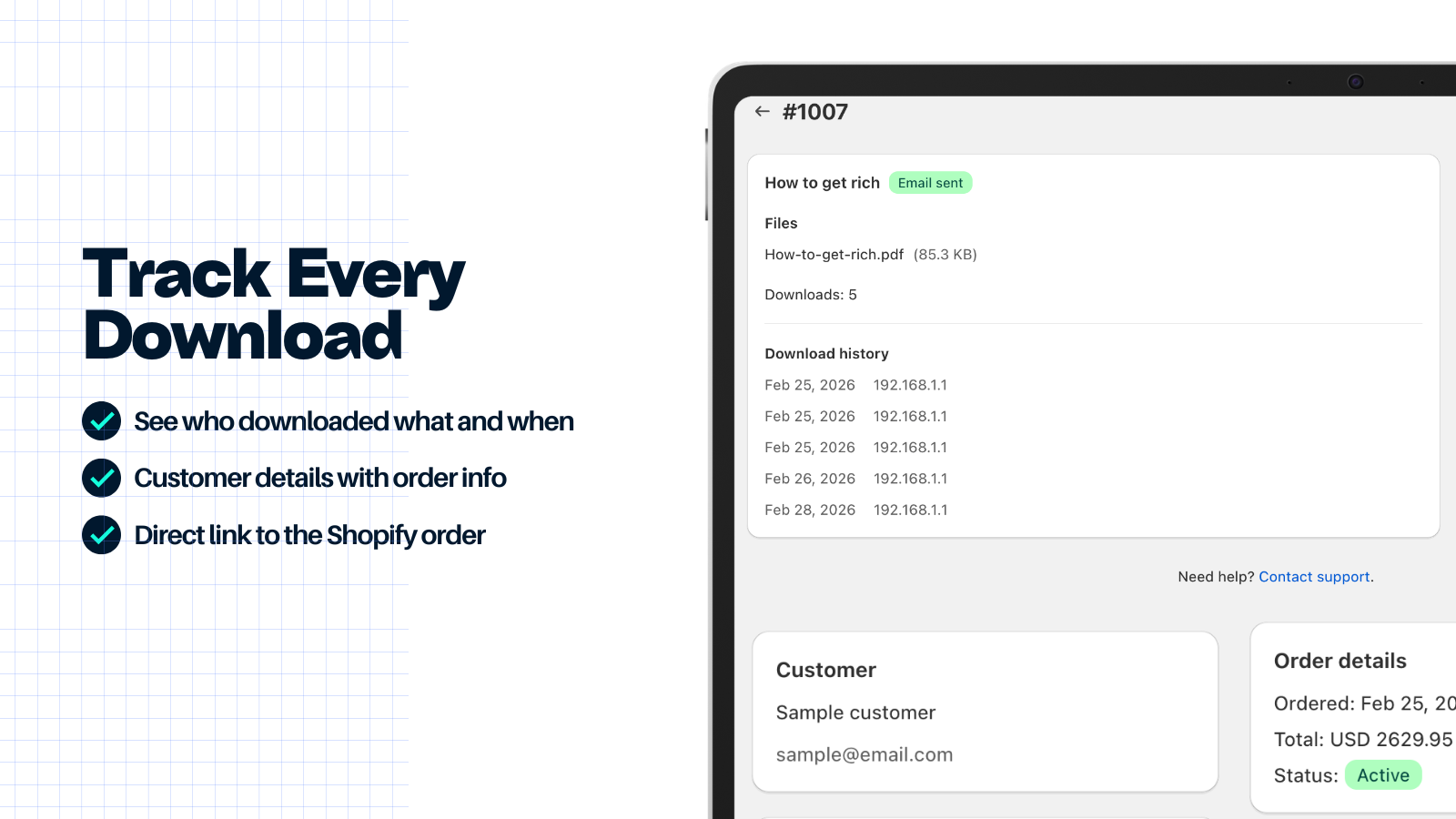 FileFerry order detail page showing customer information.