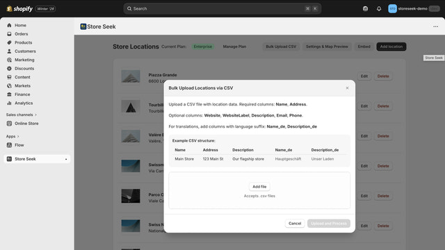 Multilingual Store Location Bulk Upload