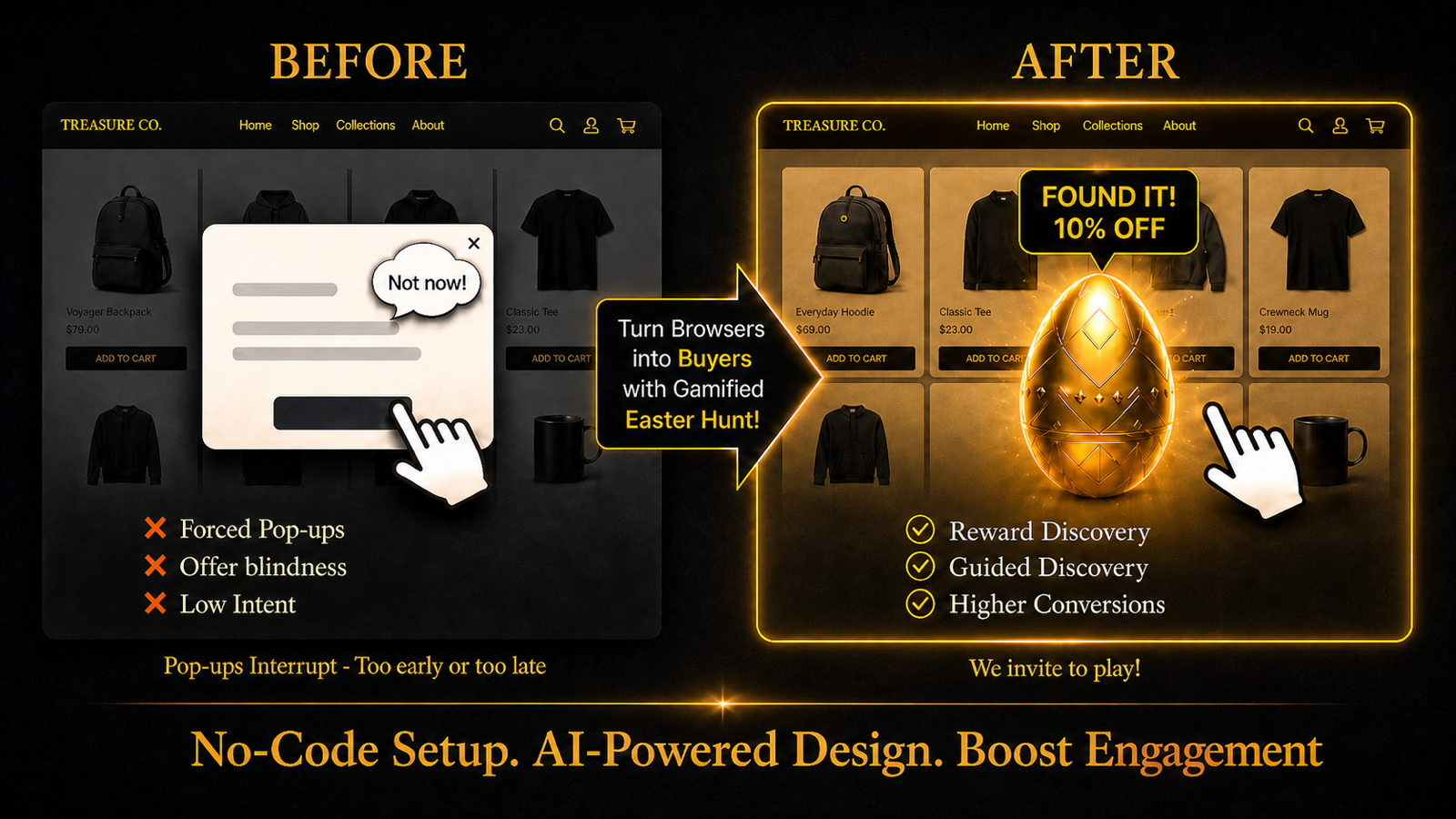 Easter egg popup game for Shopify stores, Treasure Quest app