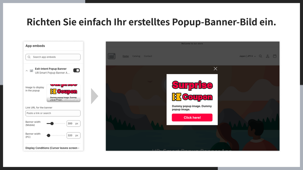 Richten Sie einfach Ihr erstelltes Popup-Banner-Bild ein.