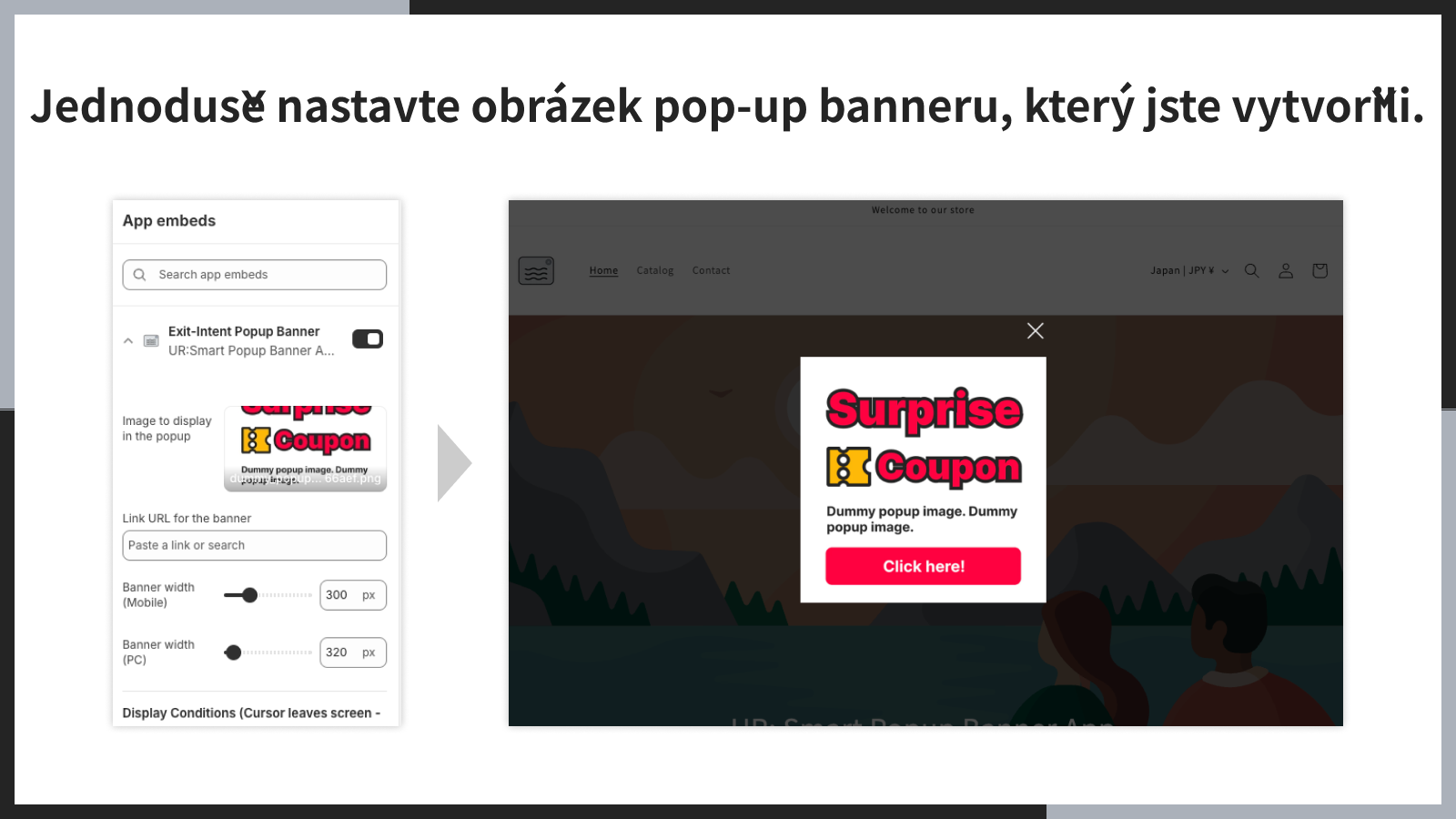 Jednoduše nastavte obrázek pop-up banneru, který jste vytvořili.
