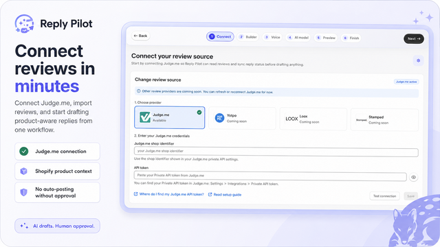 Connect JudgeMe reviews in minutes with AI drafts