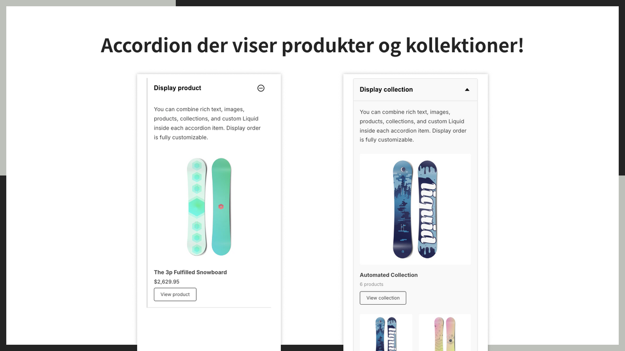 Accordion der viser produkter og kollektioner!