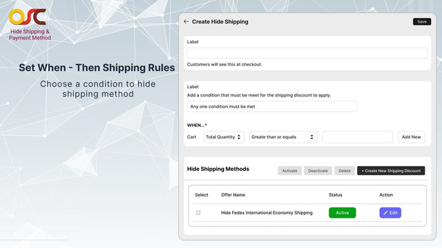 Hide Shipping method