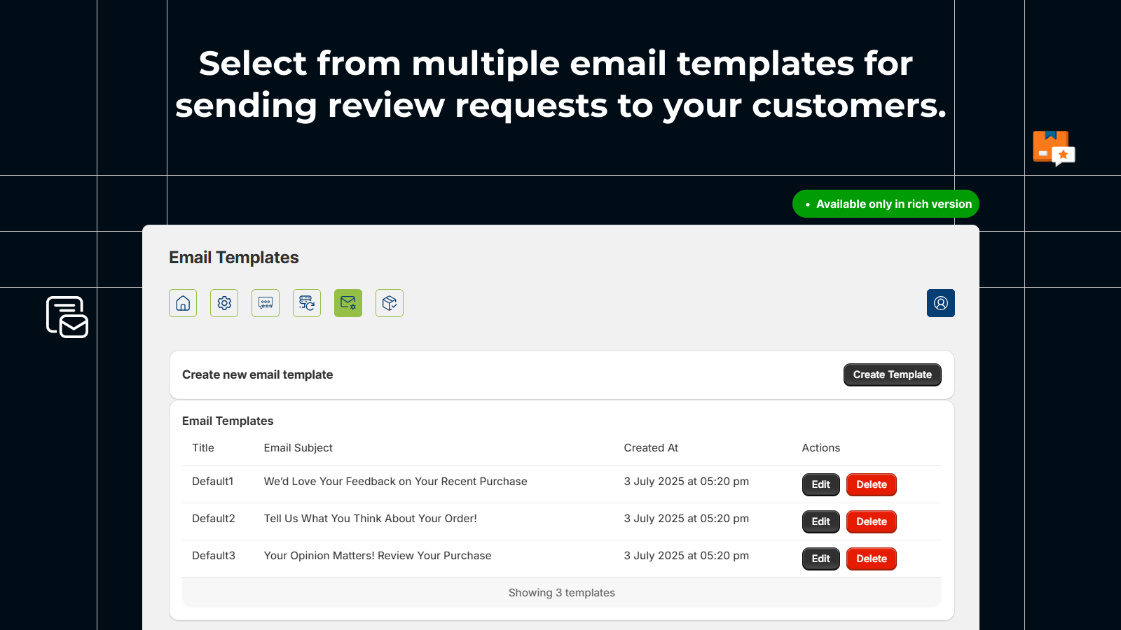 Multipe email Templetes