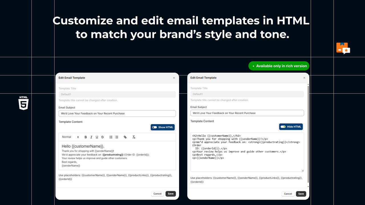 Customize templetes