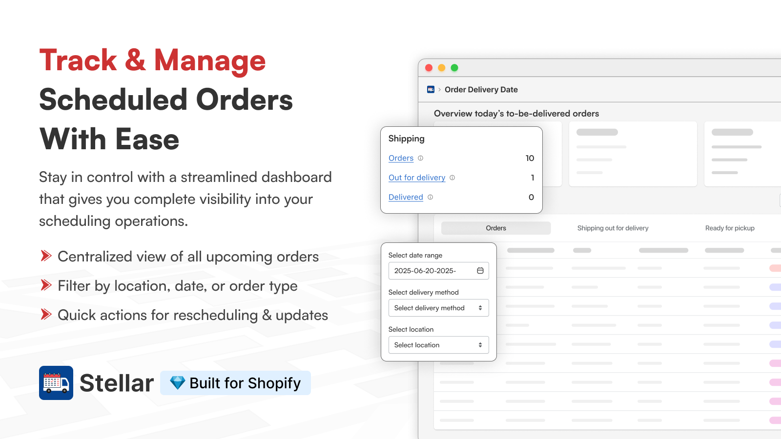 Track and manage scheduled orders from a single dashboard