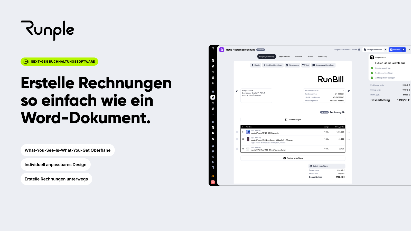 Erstelle Rechnungen so einfach wie ein Word-Dokument