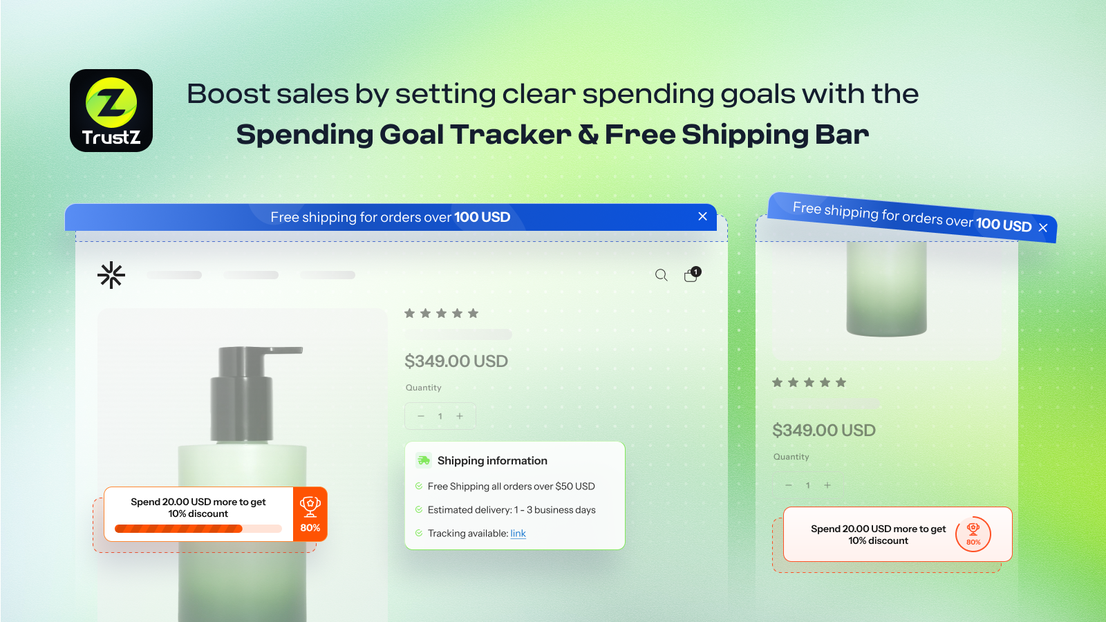 Boost sales with Spending Goal Tracker & Free Shipping Bar