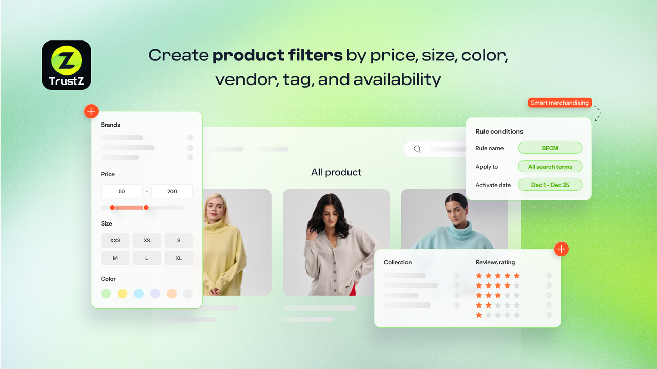 Create product filter by price, size, color, vendor, tag & more