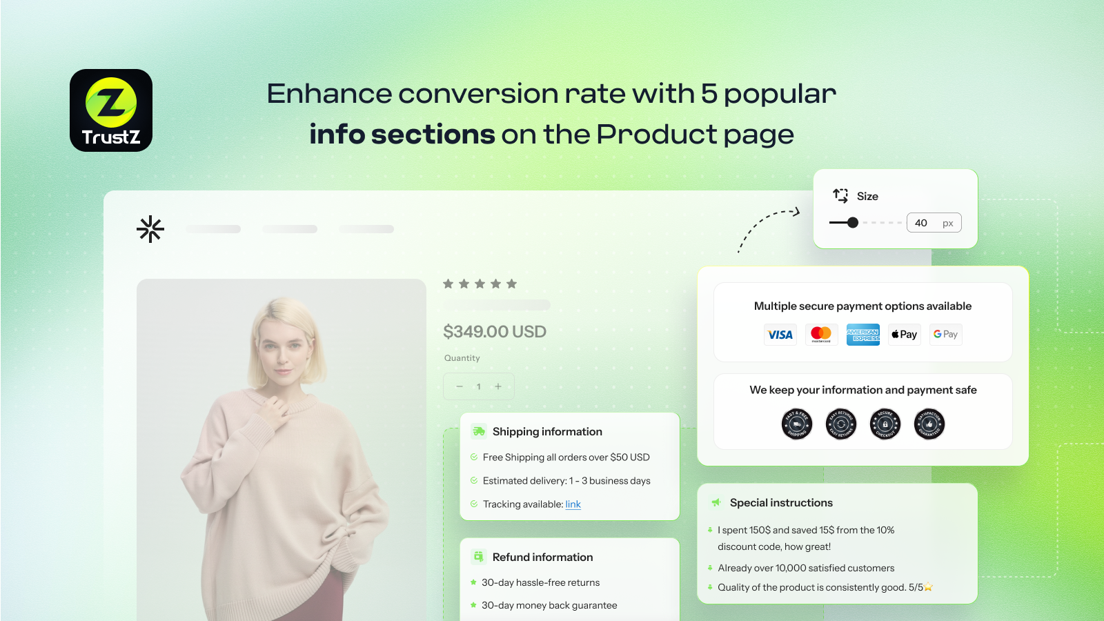 Enhance conversion rate with 5 popular info sections