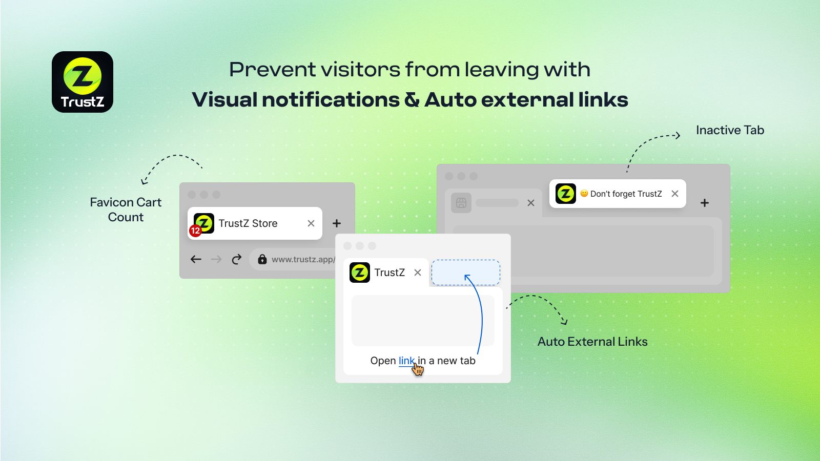 Keep visitors engaged with visual notifications & external links