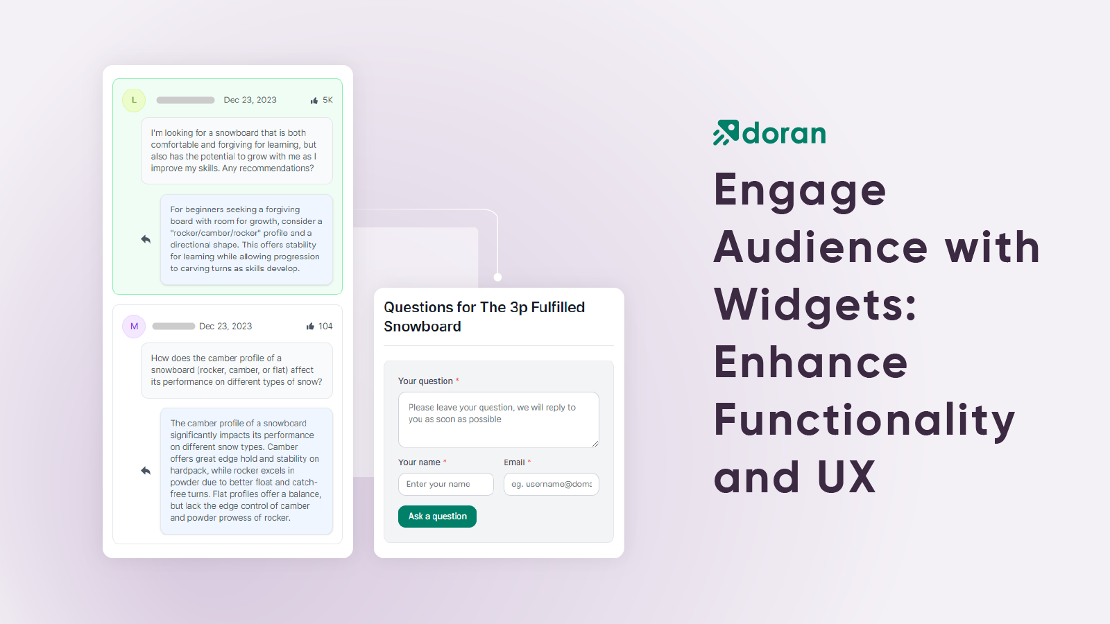 Widgets on Product Reviews App