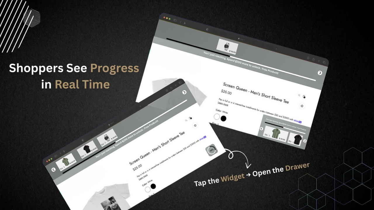 See Cart Items and Progress in Real Time. Visualize in banners.