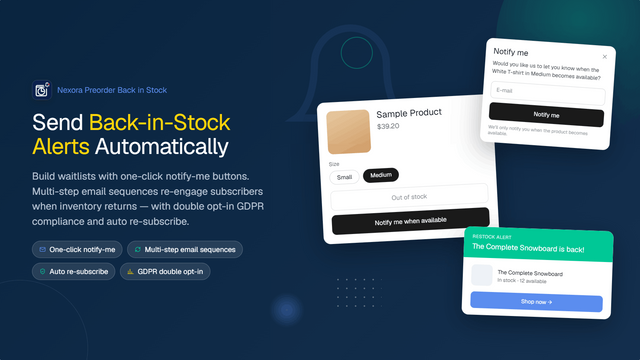 Send automated back in stock email alerts