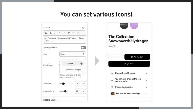 You can set various icons!