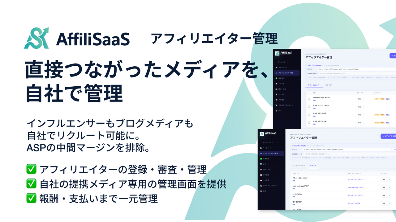 直接つながったメディアを、自社で管理 - インフルエンサーもブログメディアも自社でリクルート可能に。ASPの中間マージンを排除
