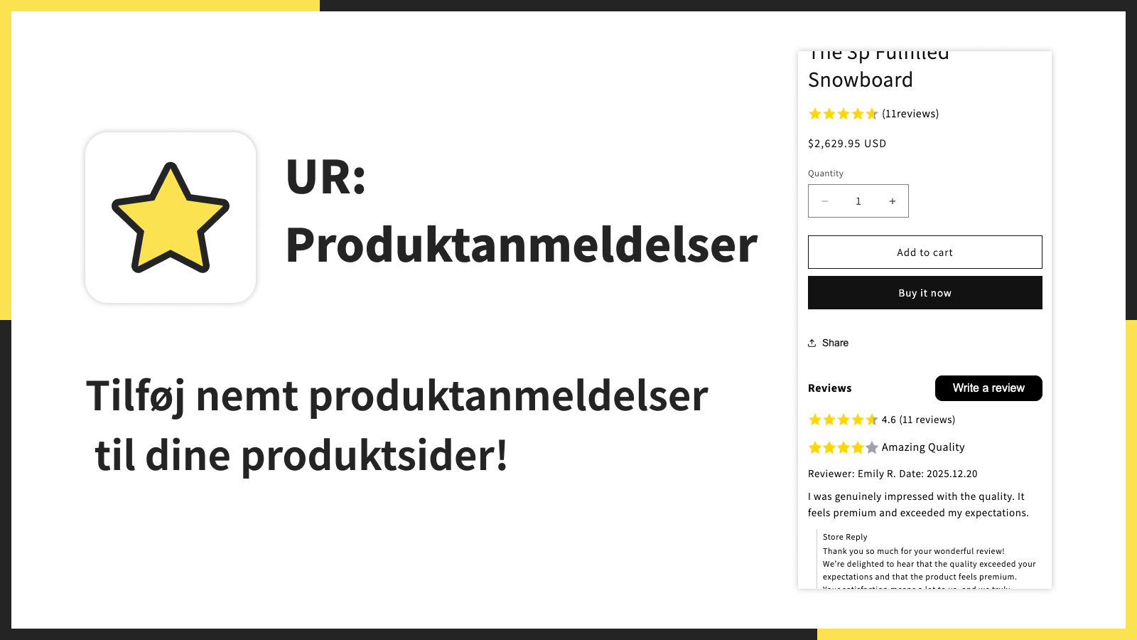 Tilføj nemt produktanmeldelser til dine produktsider!