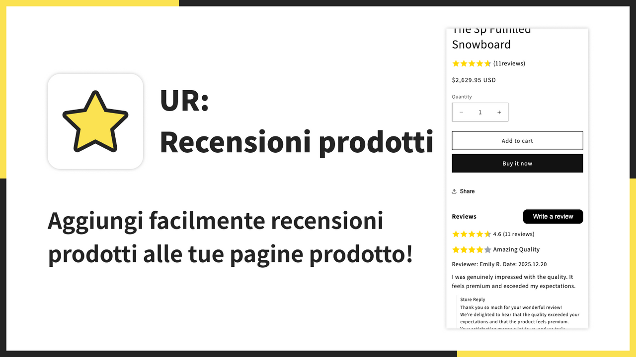 Aggiungi facilmente recensioni prodotti alle tue pagine prodotto