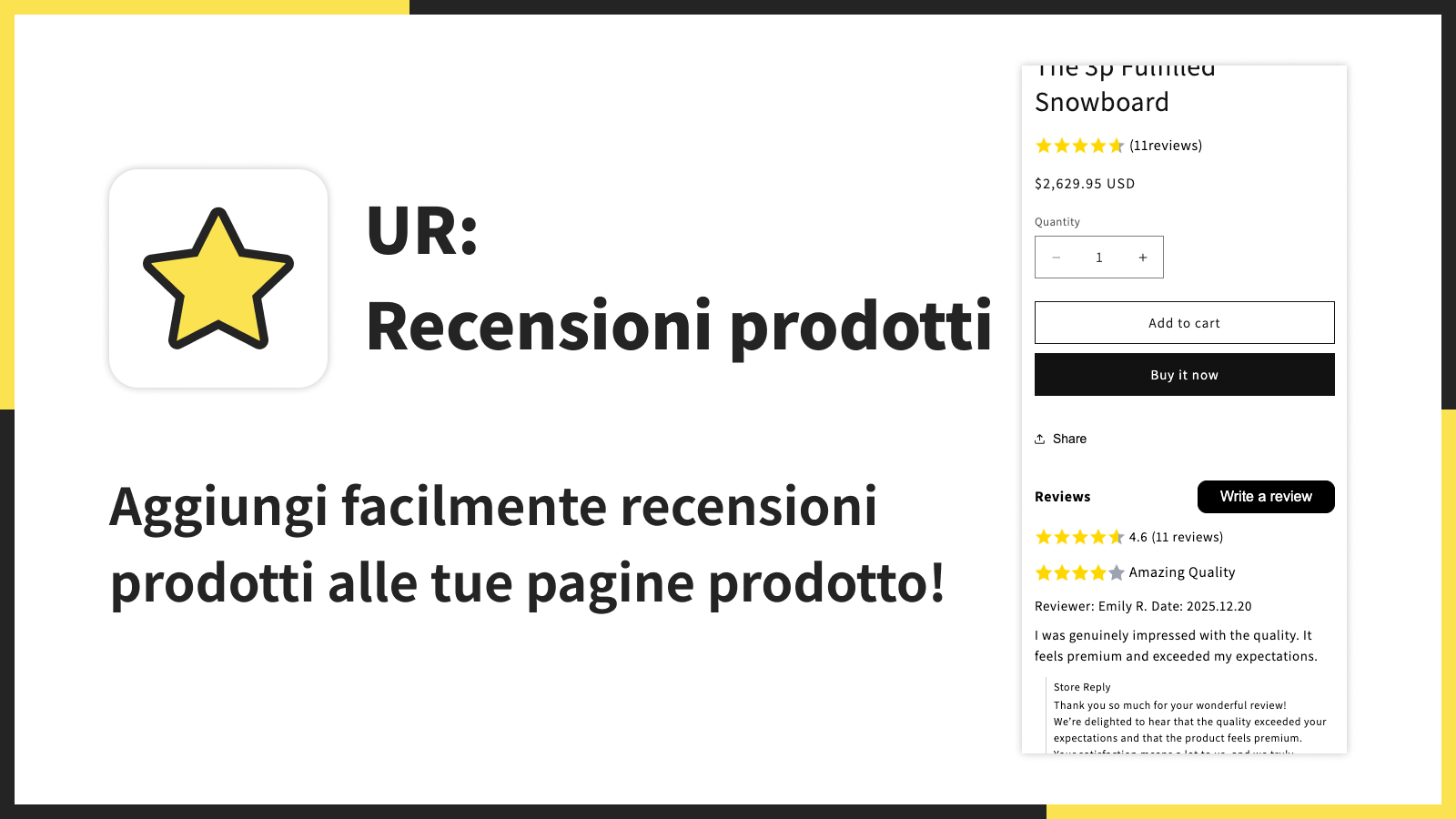 Aggiungi facilmente recensioni prodotti alle tue pagine prodotto