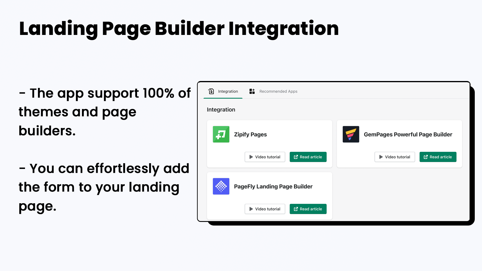 landing page integration 