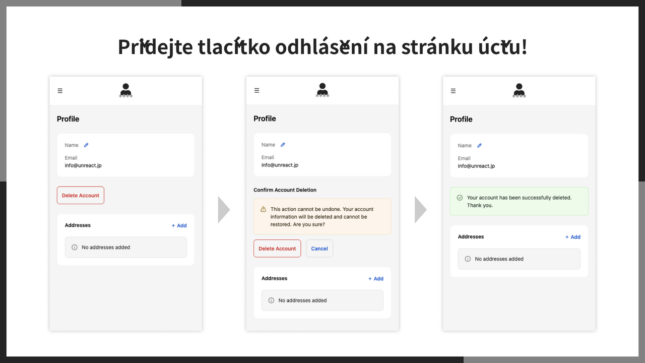 Přidejte tlačítko odhlášení na stránku účtu!
