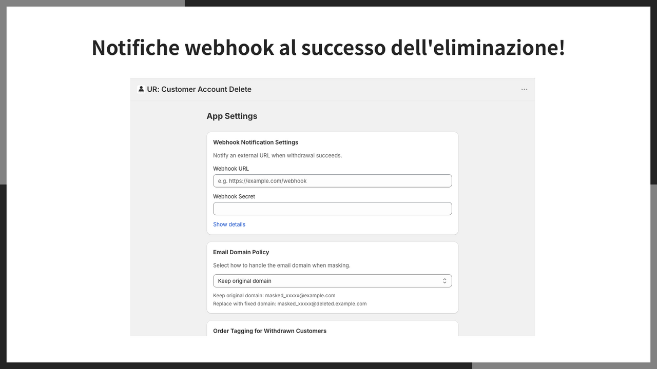 Notifiche webhook al successo dell'eliminazione!
