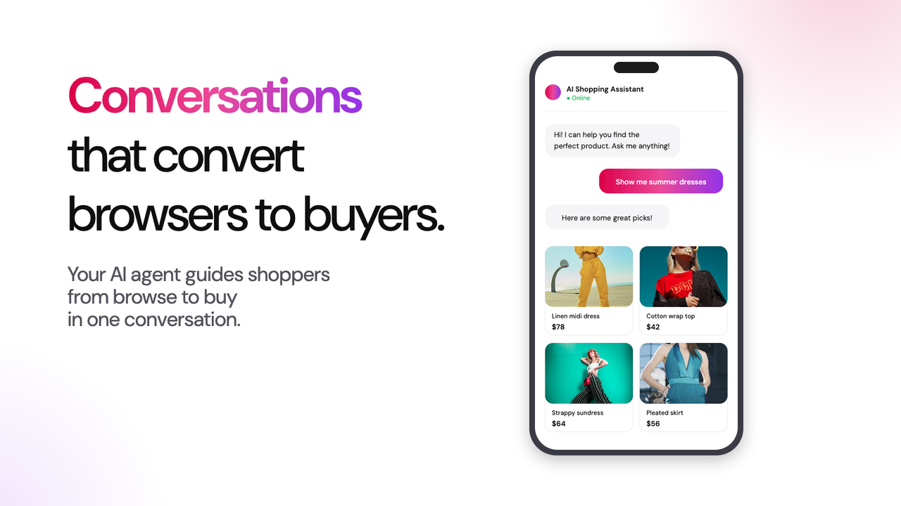 AI sales agent chat with product recommendations on Shopify