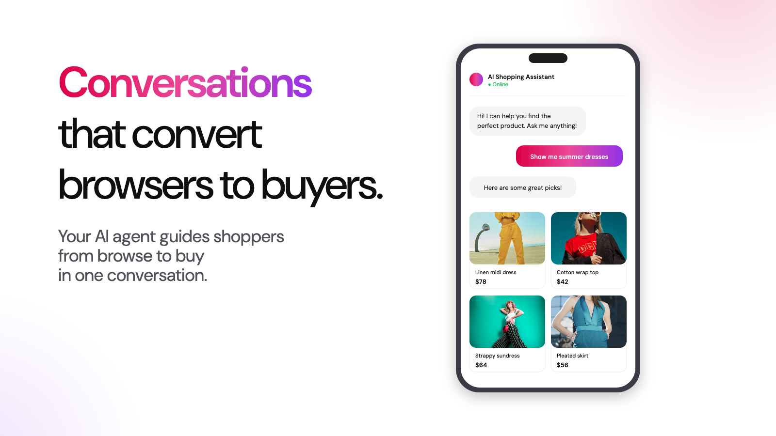 AI sales agent chat with product recommendations on Shopify
