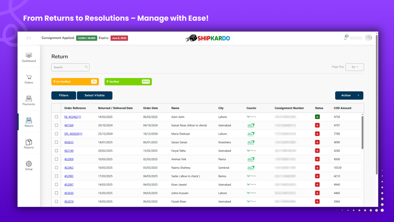 From returns to resolutions - Manage with ease