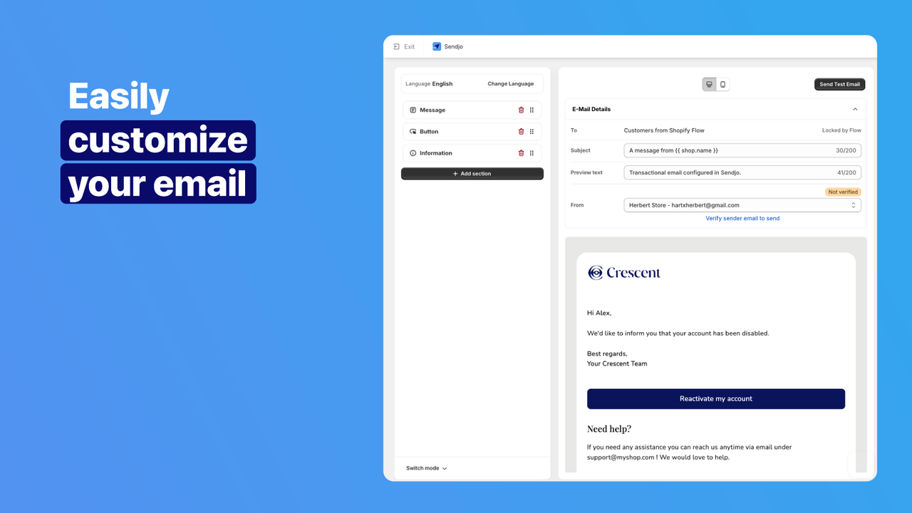 Super simple Drag and drop email template editor